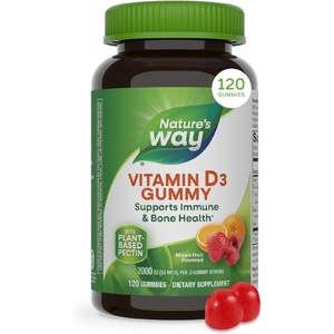 image:imageNatures Way Vitamin D3 Gummies Supports Immune Function and Bone Health 2000 IU 50 mcg per 2Gummy Serving Mixed Fruit Flavored Gluten Free PlantBased Pectin Vegetarian 120 Count 2 PackRed  Orange
