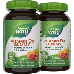 image:imageNatures Way Vitamin D3 Gummies Supports Immune Function and Bone Health 2000 IU 50 mcg per 2Gummy Serving Mixed Fruit Flavored Gluten Free PlantBased Pectin Vegetarian 120 Count 2 PackMulticolored