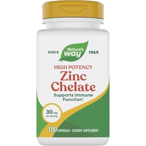 image:imageNatures Way Zinc Chelate Zinc Supplements Supports Immune Function 30 mg per Serving 100 Capsules Packaging May VaryUnflavored