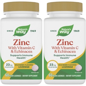 image:imageNatures Way Zinc Lozenges with Vitamin C amp Echinacea Zinc Supplements for Men and Women Convenient Lozenge Supports Immune Health and Function Vegan Wild Berry Flavored 60 Count60 Count Pack of 2
