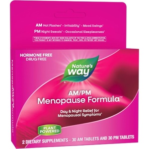image:imageNatures Way AMPM Menopause Supplements for Women Hot Flash Relief Night Sweats Restful Sleep Mood Swings HormoneFree Formulas with Black Cohosh Theanine Valerian 60 Tablets60 Count Pack of 1