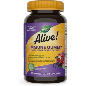 image:imageNatures Way Alive Immune Support Gummies with Elderberry Extract Vitamins C amp D3 Zinc No Gluten Grape amp Cherry Flavored 90 Vegetarian Gummies Packaging May Vary