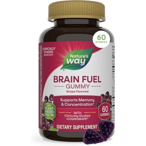 image:imageNatures Way Brain Fuel Gummies Brain Supplement for Focus and Memory Support Clinically Studied Cognigrape Supports Cognition Vitamins B6 amp B12 Support Brain Function Grape Flavored 60 Count60 Count Pack of 1