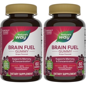 image:imageNatures Way Brain Fuel Gummies Brain Supplement for Focus and Memory Support Clinically Studied Cognigrape Supports Cognition Vitamins B6 amp B12 Support Brain Function Grape Flavored 60 Count60 Count Pack of 2