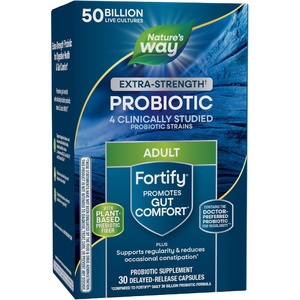 image:imageNatures Way Extra Strength1 Fortify Probiotic Probiotics for Digestive Health Prebiotics 50 Billion Live Cultures Digestive amp Immune Health Support 30 Capsules30 Count Pack of 1