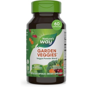 image:imageNatures Way Garden Veggies Vegetable Supplement Capsules PlantPowered Powder Blend Made with 12 Different Vegetables Green Superfood Veggie Blend for Daily Wellness 60 Capsules60 Count Pack of 1