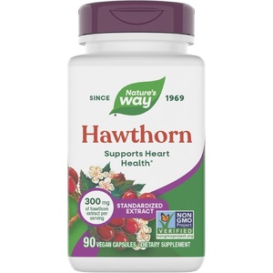 image:imageNatures Way Hawthorn Capsules Standardized Extract Supports Heart Health Standardized to 18 Flavonoids NonGMO Project Verified Vegan 90 Capsules Packaging May Vary