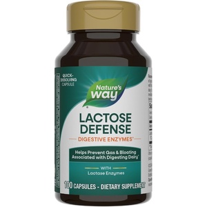 image:imageNatures Way Lactose Defense Digestive Enzymes Supports the Digestion of Dairy 690 mg lactase per 3Capsule Serving 100 Capsules Packaging May Vary