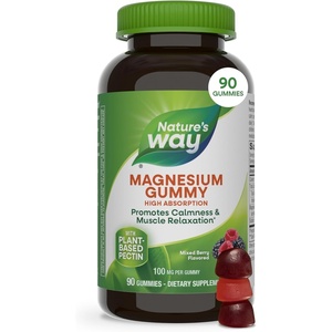 image:imageNatures Way Magnesium Gummies Vegan PlantBased Pectin Gummy Promotes Calmness and Muscle Relaxation Supports Heart amp Nerve Function 100 mg Magnesium per Gummy Mixed Berry Flavored 90 Gummies