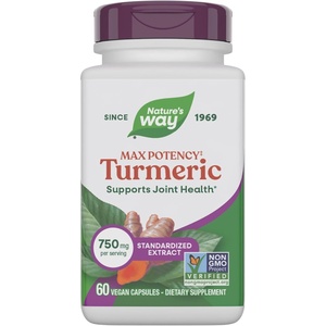 image:imageNatures Way Max Potency Turmeric Premium Extract Supports Joint Health Standardized to 95 Curcuminoids750 mg per Serving Gluten Free 60 Vegan Capsules Packaging May Vary60 Count Pack of 1