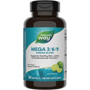 image:imageNatures Way Mega 369 Omega Blend Supports Healthy Skin Joints Cardiovascular Function Fish Flax Borage Oil 90 Lime Flavored Softgels Packaging May Vary90 Count Pack of 1