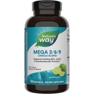 image:imageNatures Way Mega 369 Omega Blend Supports Healthy Skin Joints Cardiovascular Function Fish Flax Borage Oil 90 Lime Flavored Softgels Packaging May Vary180 Count Pack of 1
