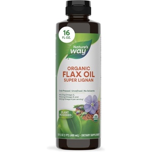 image:imageNatures Way Organic Flax Oil Super Lignan ColdPressed Flaxseed Oil with Omega3 ALA Unrefined Organic Liquid Flax Oil Supplement Unflavored 24 Fl Oz16 Fl Oz Pack of 1