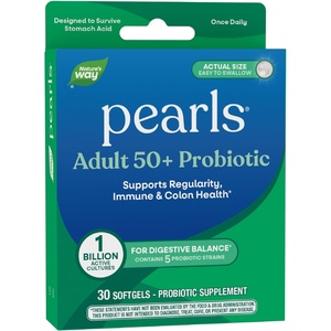 image:imageNatures Way Pearls Adult 50 Probiotic Probiotics for Digestive Health Supports Regularity Immune amp Colon Health 1 Billion Cultures No Refrigeration Needed 30 Softgels