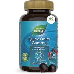 image:imageNatures Way Quick Calm Gummies StressReducing Gummy with LTheanine FastActing Stress Relief Within 3060 Minutes1 with Ashwagandha Vegetarian Mixed Berry Flavored 60 Gummies