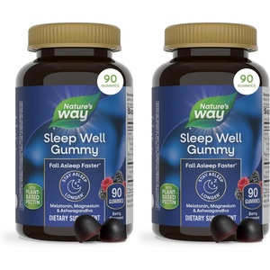 image:imageNatures Way Sleep Well Melatonin Gummies for Adults Sleep Support with Melatonin Ashwagandha and Magnesium Fall Asleep Faster Berry Flavored 90 Gummies90 Count Pack of 2