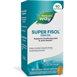 image:imageNatures Way Super Fisol Fish Oil Softgels Omega3 Supplement with EPA and DHA Supports Joint amp Cardiovascular Heart Health EntericCoated Softgels 350 mg per Serving 90 CountYellow