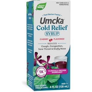 image:imageNatures Way Umcka Cold Relief Syrup Homeopathic Cold Medicine Shortens Duration amp Reduces Severity of Cough Congestion Sore Throat amp Hoarseness NonDrowsy Syrup Cherry Flavored 4 fl oz4 Fl Oz Pack of 1
