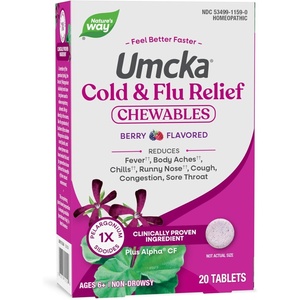 image:imageNatures Way Umcka Cold and Flu Relief Chewables NonDrowsy MultiSymptom Relief Homeopathic Cold Medicine amp Remedy Shortens amp Reduces Severity of Colds BerryFlavored Cold amp Flu Tablets 20 Count20 chewables