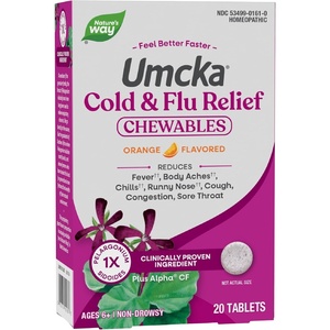 image:imageNatures Way Umcka Cold and Flu Relief Chewables NonDrowsy MultiSymptom Relief Homeopathic Cold Medicine and Remedy Shortens amp Reduces Severity of Colds OrangeFlavored Tablets 20 Count