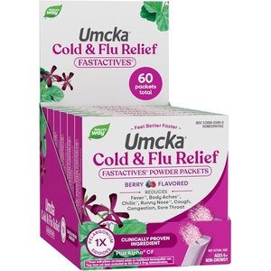 image:imageNatures Way Umcka Cold and Flu Relief FastActives Portable NonDrowsy MultiSymptom Relief Powder Homeopathic Cold Medicine and Remedy Shortens amp Reduces Severity BerryFlavored 10 Packets10 Count Pack of 6